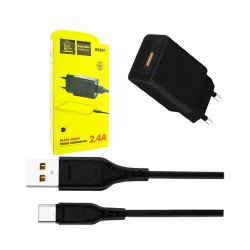 CHARGER ADAPTER DENMEN DC01T 2.4A WITH TYPE C USB CABLE BLACK CHARGER ADAPTER DENMEN DC01T 2.4A WITH TYPE C USB CABLE BLACK
